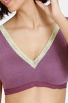 Zivame Happy Basics Double Layered Non Wired 3/4Th Coverage Slip-On Home Bra - Purple Passion — thumbnail 4